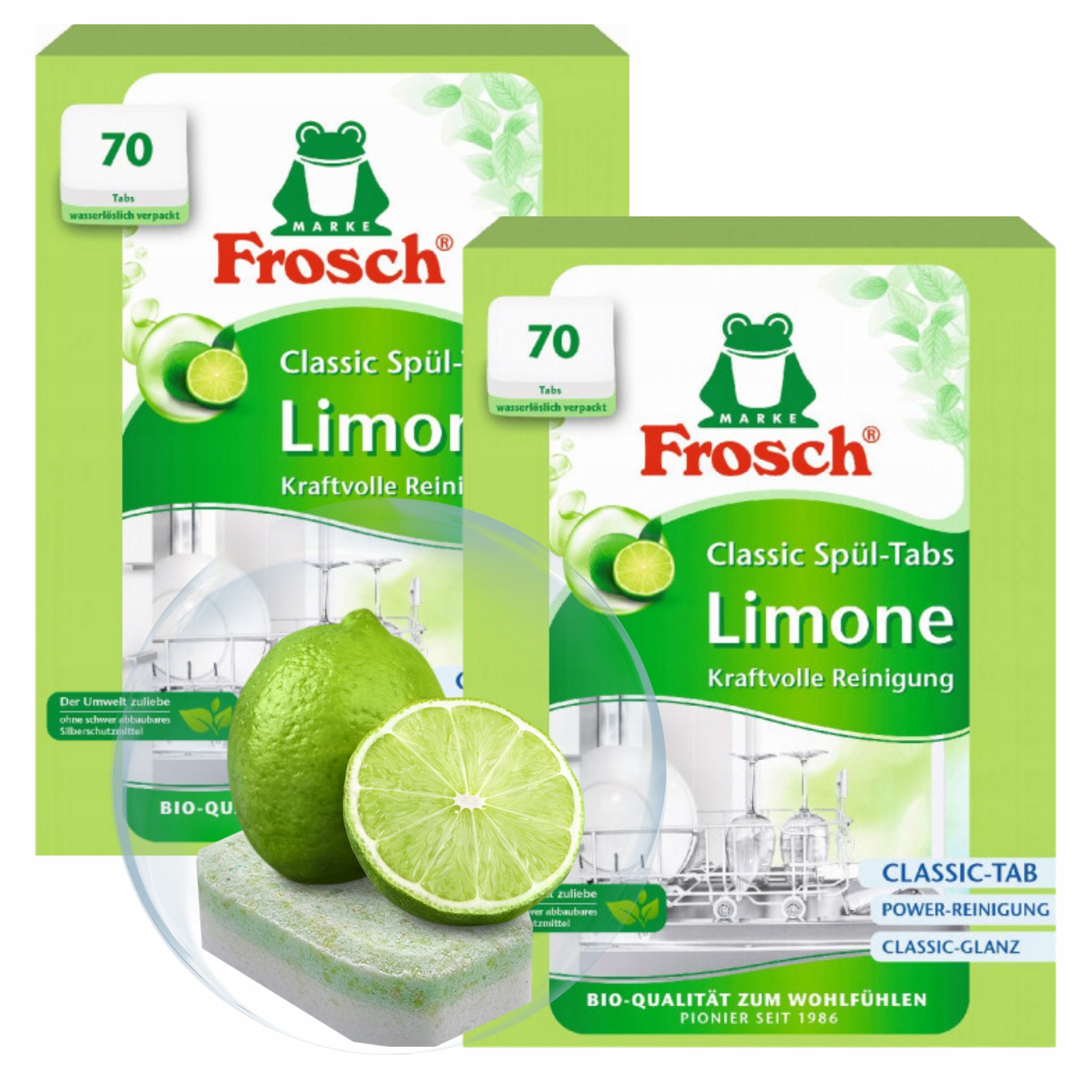 Levně Tabletky Kapsle do myčky nádobí Frosch Limetka 140 kusů