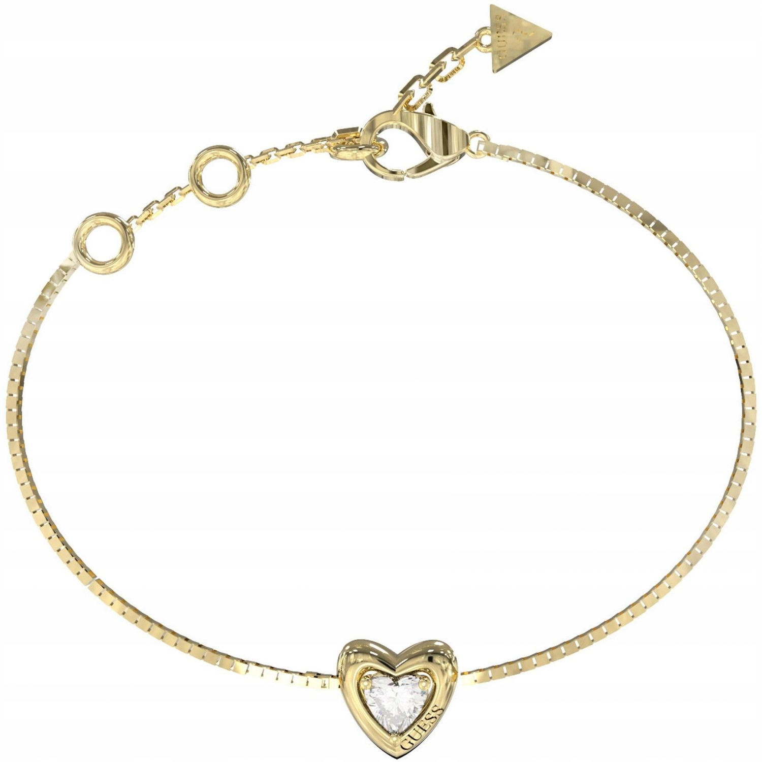 Dámský zlatý náramek Guess zirkon srdce 18 cm
