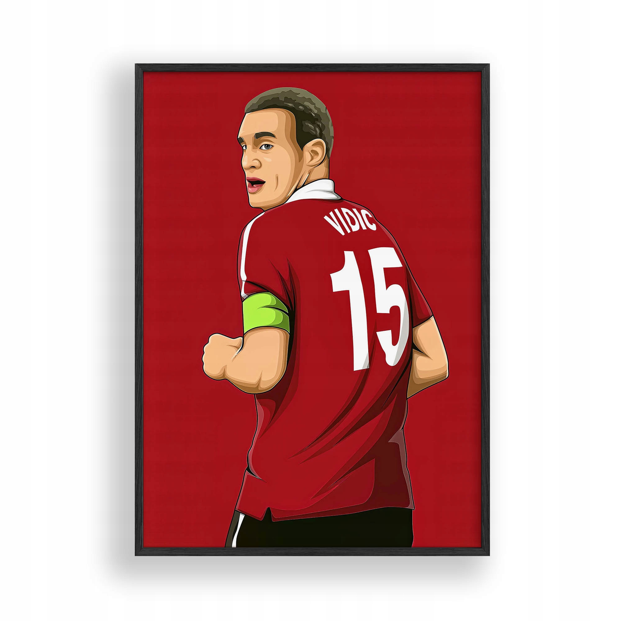 Obraz Nemanja Vidić Manchester Plakát Rámeček Dřevěný Černý 30x42 cm