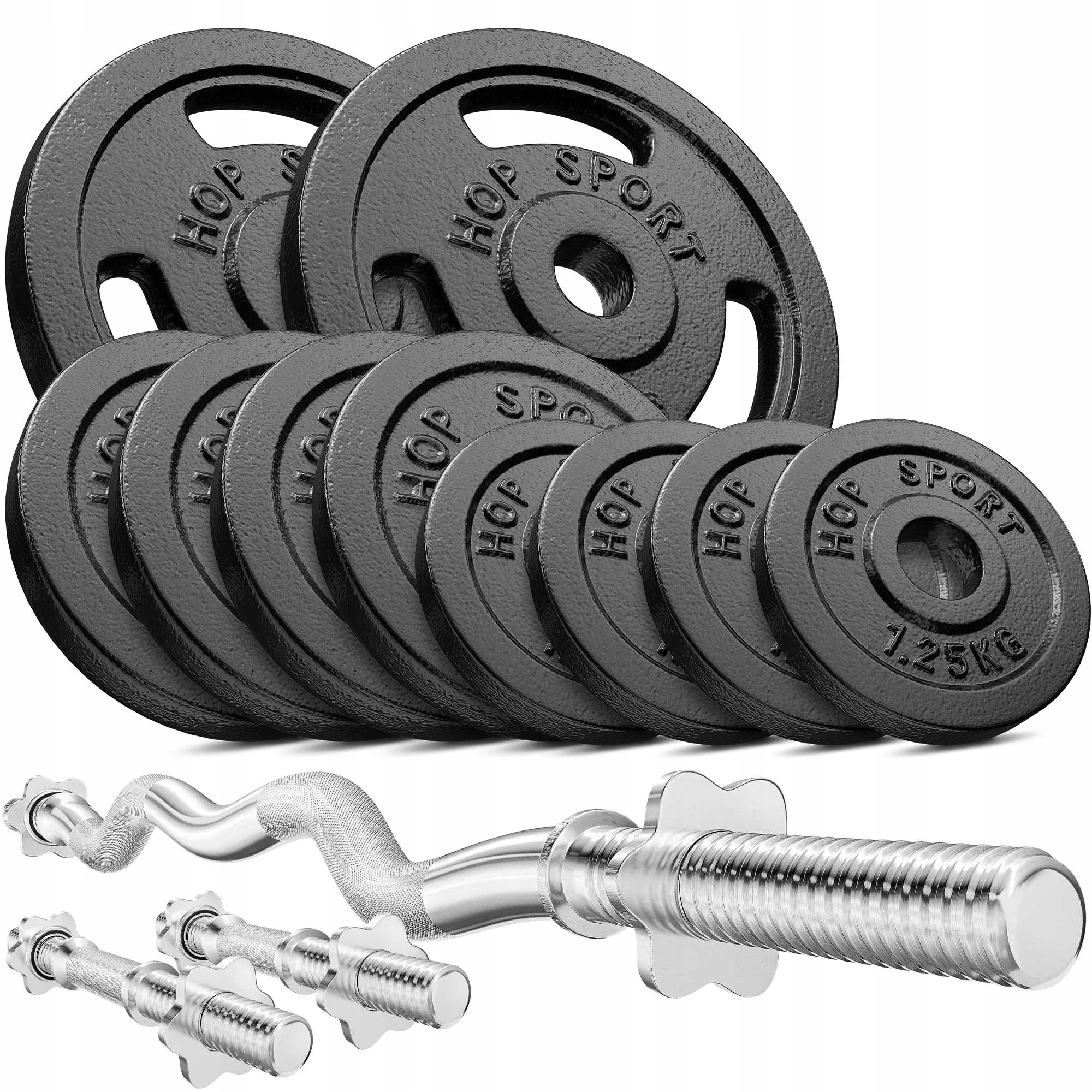 Litinový činkový set 37 kg Hop-Sport nakládací činky