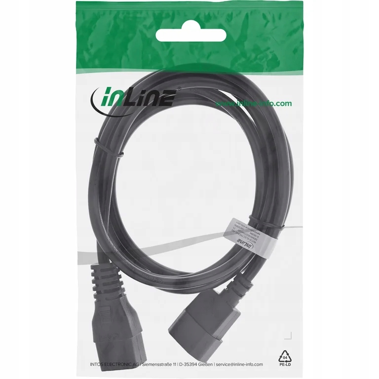 InLine Przedłużacz Iec 16A, C19 na C20, 10 m