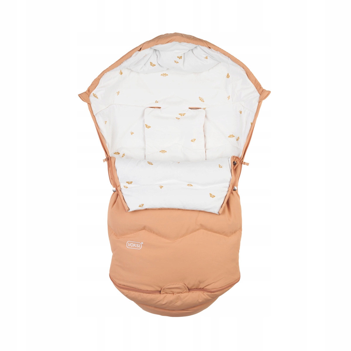 Miegmaišis automobilinei kėdutei/vežimiui „Voksi Explorer“ – persikų spalvos