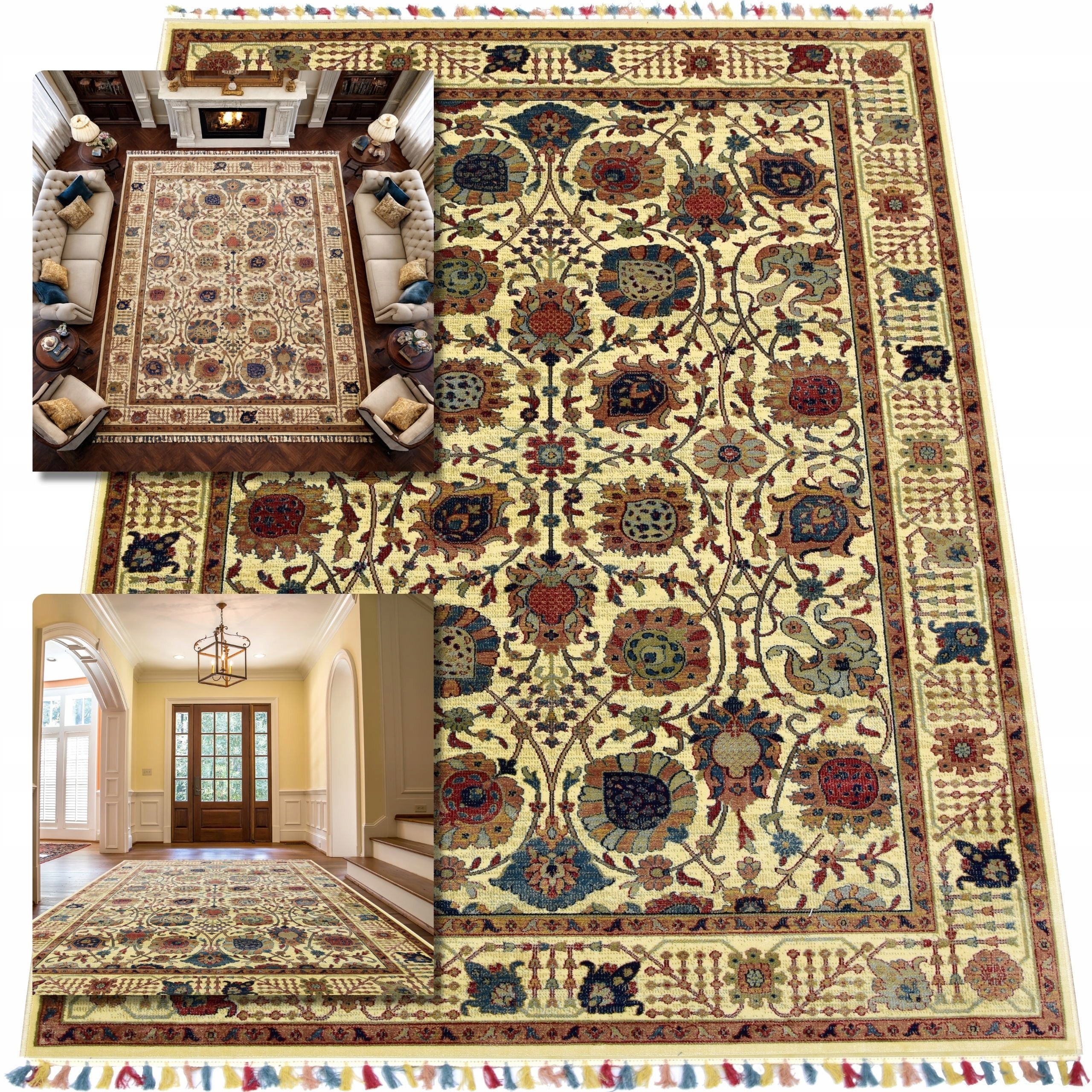 Orientální Koberec 140x200 Viskóza Barevný Koberec Vintage Do Obývacího Pokoje Lesk
