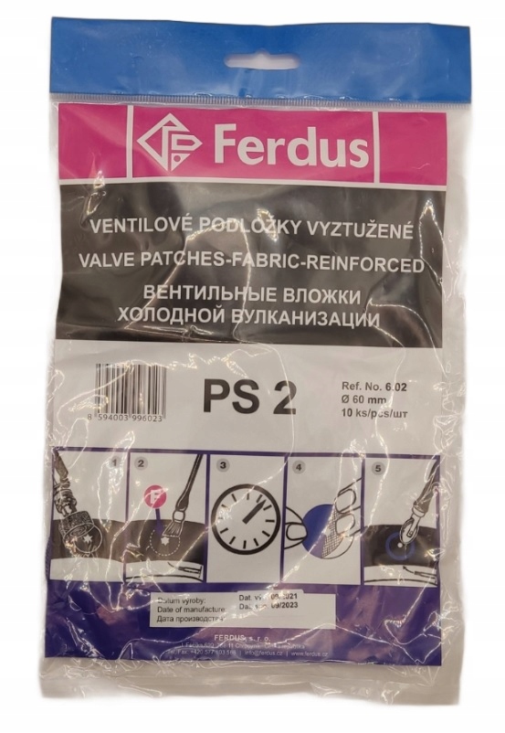 Náplast Ps 2 pro zemědělské duše pod ventil Sw za studena nebo za tepla 60 mm 10 x