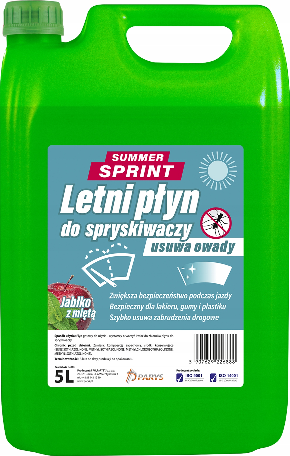 SUMMER SPRINT - LETNI PŁYN DO SPRYSKIWACZY - JABŁKO Z MIĘTĄ - 5L