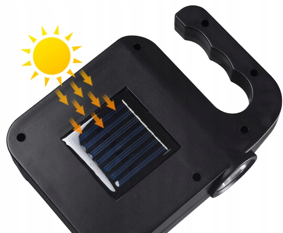 LATARKA LAMPA SOLARNA POWERBANK AKUMULATOROWA LED Cechy dodatkowe ładowanie USB uchwyt