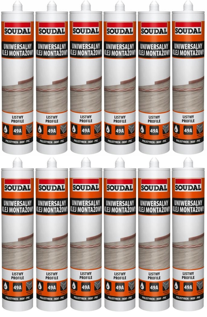 12x Soudal Klej Montażowy 49A Profile Listwy