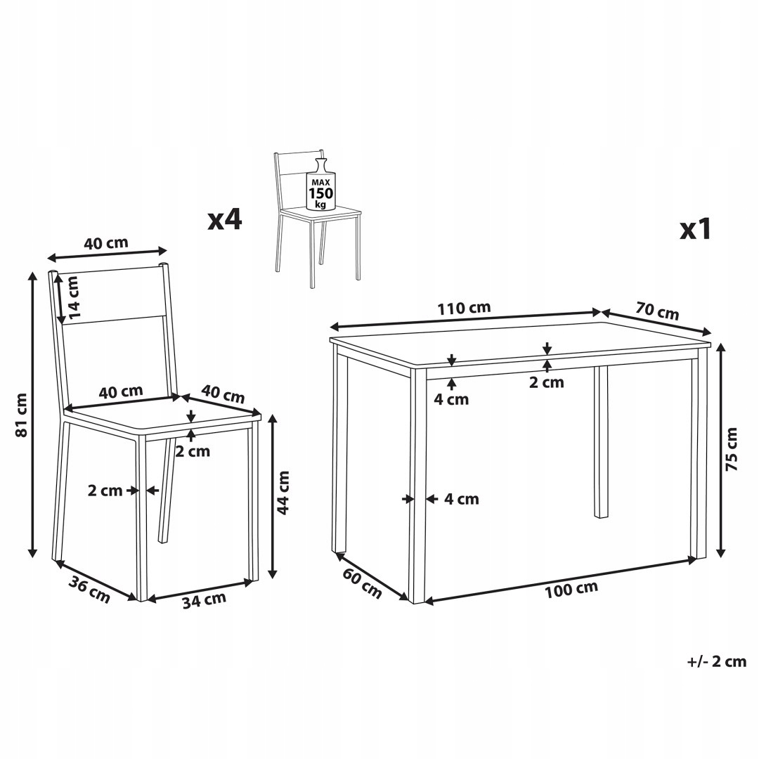 STÓŁ Z KRZESŁAMI ZESTAW 4 KRZESŁA KUCHNIA JADALNIA Materiał drewno