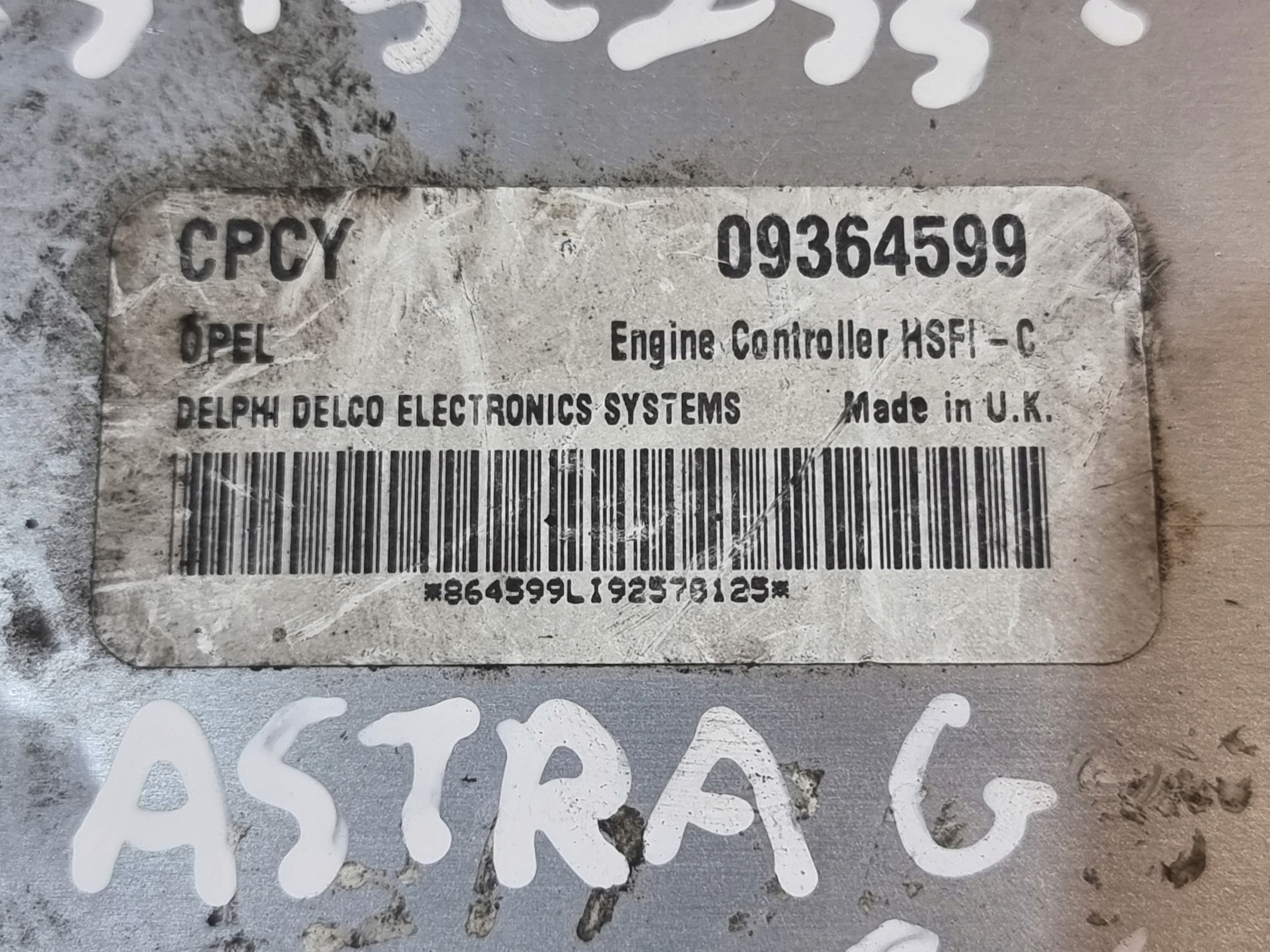 control unit computer of the engine OE 09364599 OPEL ASTRA G 1.6B 16V
