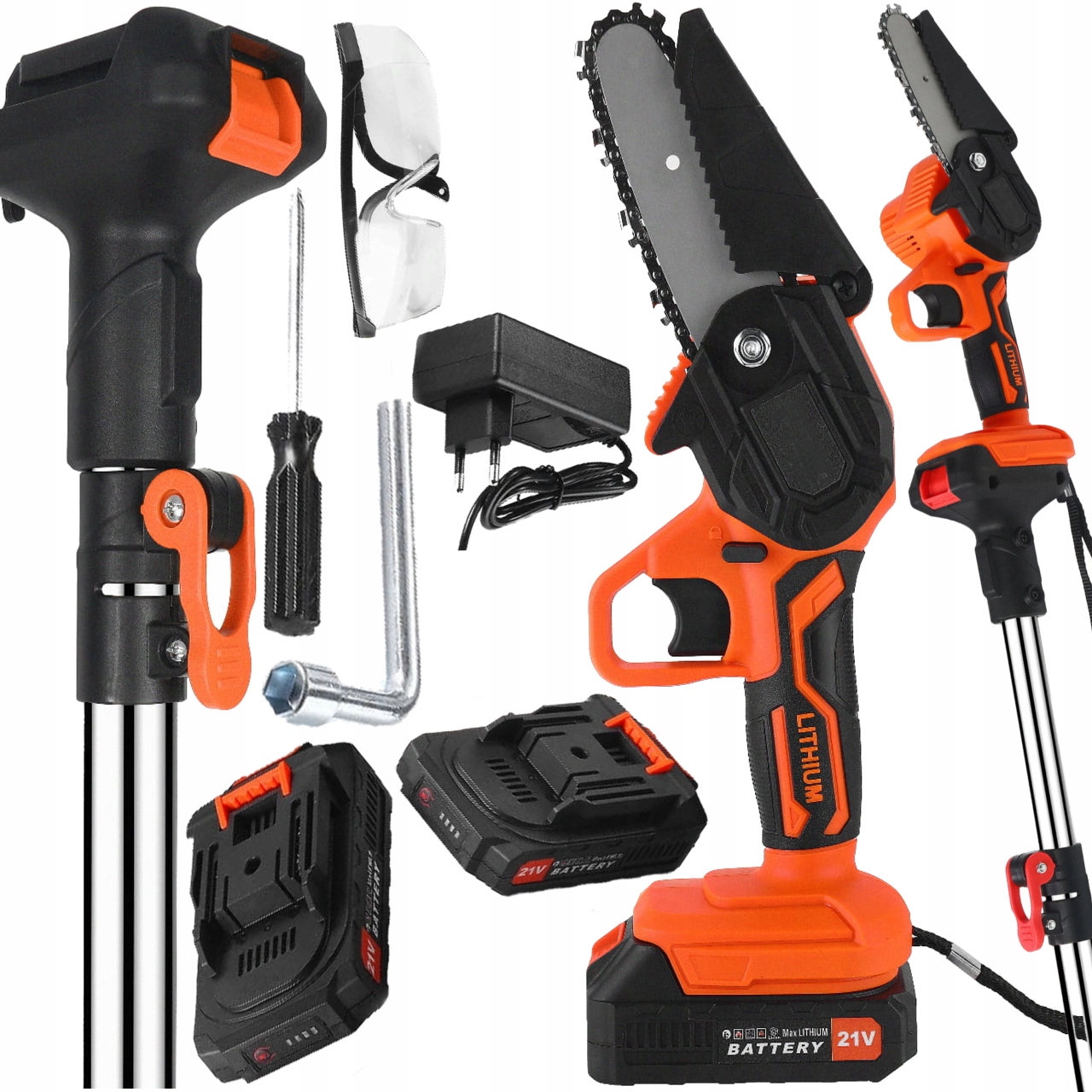 Řetězová Pila 2x Akumulátor 21V Výložník 2,5M Set