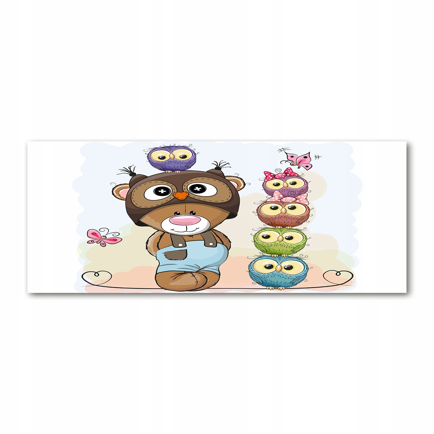 

Foto obraz akryl nowoczesny Miś i sowy 125x50 cm