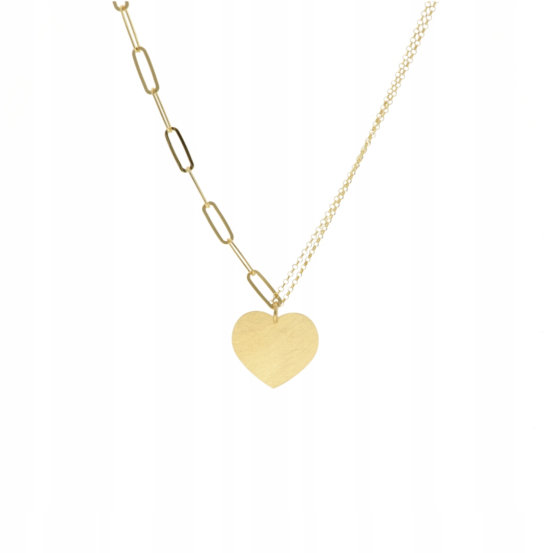 Náhrdelník se saténovým srdcem, stříbro stříbrem