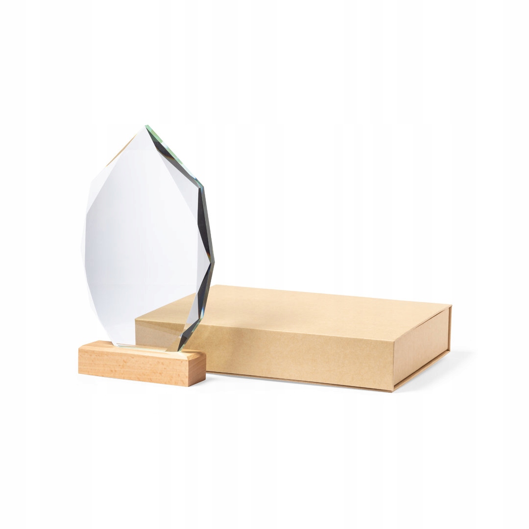 Statuetka Szklana Drewniana Podstawa Trofeum Szklane Nagroda Pulman
