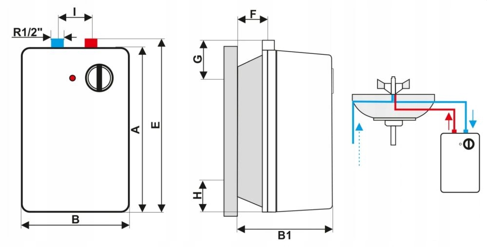 Bojler elektryczny podumywalkowy BEST 10 l Pojemność 10 l