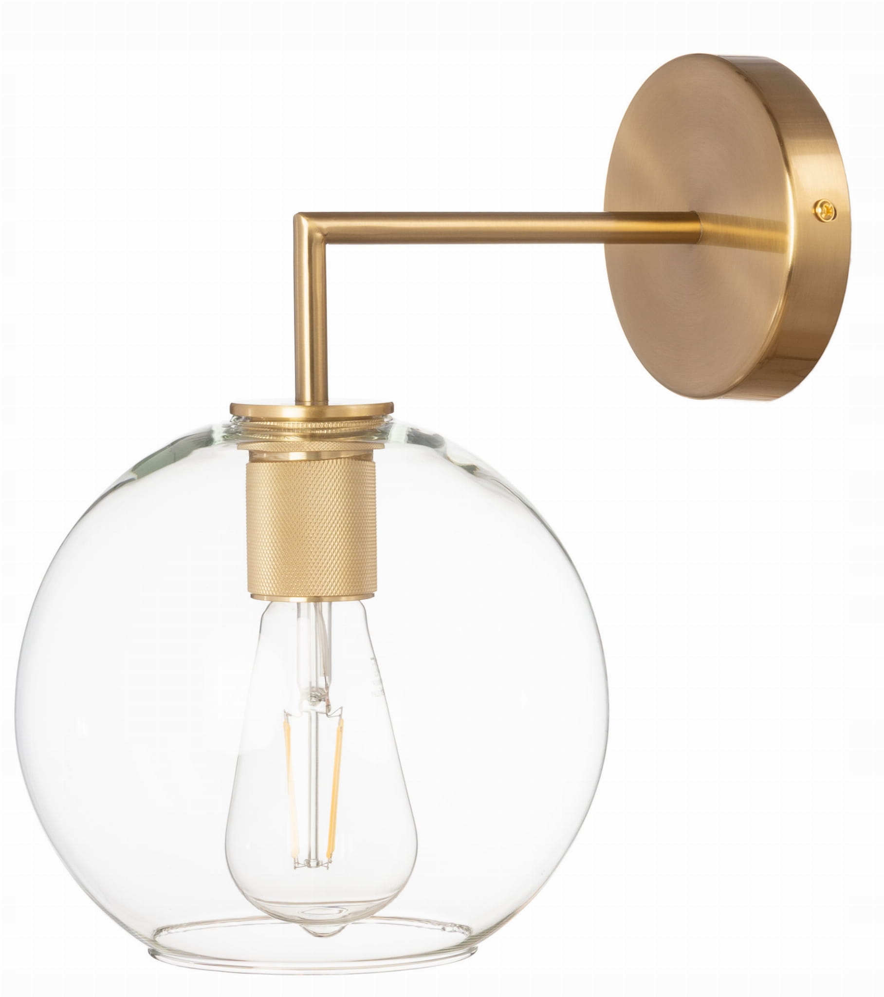 Kinkiet metalowy złoty Madrid szklana kula