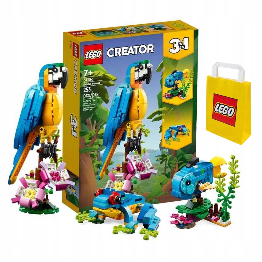 Lego Creator 3v1 31136 Exotický papoušek 3v1 papírová taška Lego!