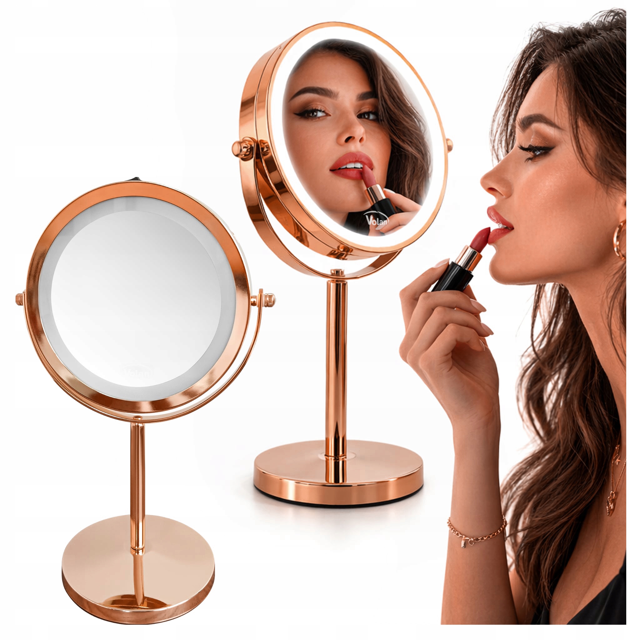 Zrcátko na make-up Premium Kosmetické Zvětšovací 10x Podsvícené Led