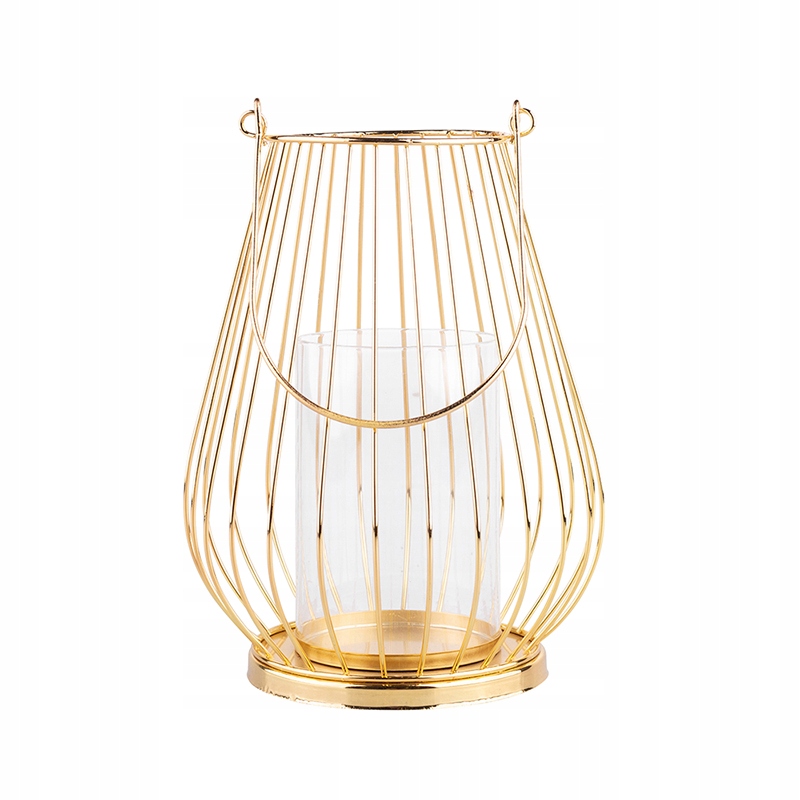 

Lampion Świecznik Złoty Geometryczny Latarnia 23CM