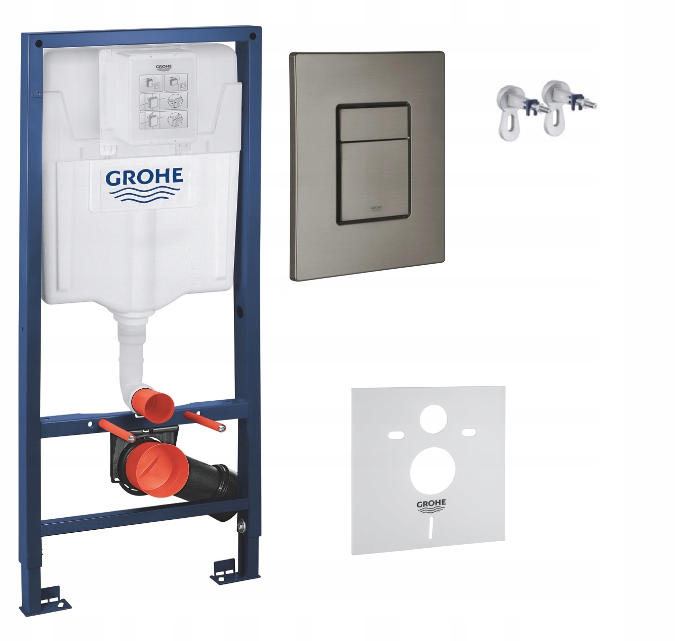 Kompletný podomietkový set WC5v1 – rošt Grohe brúsené grafitové tlačidlo