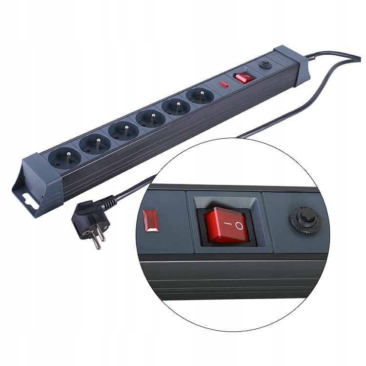 Przedłużacz listwa zabezpieczająca przepięciowa 3 gniazda 3 metry czarna