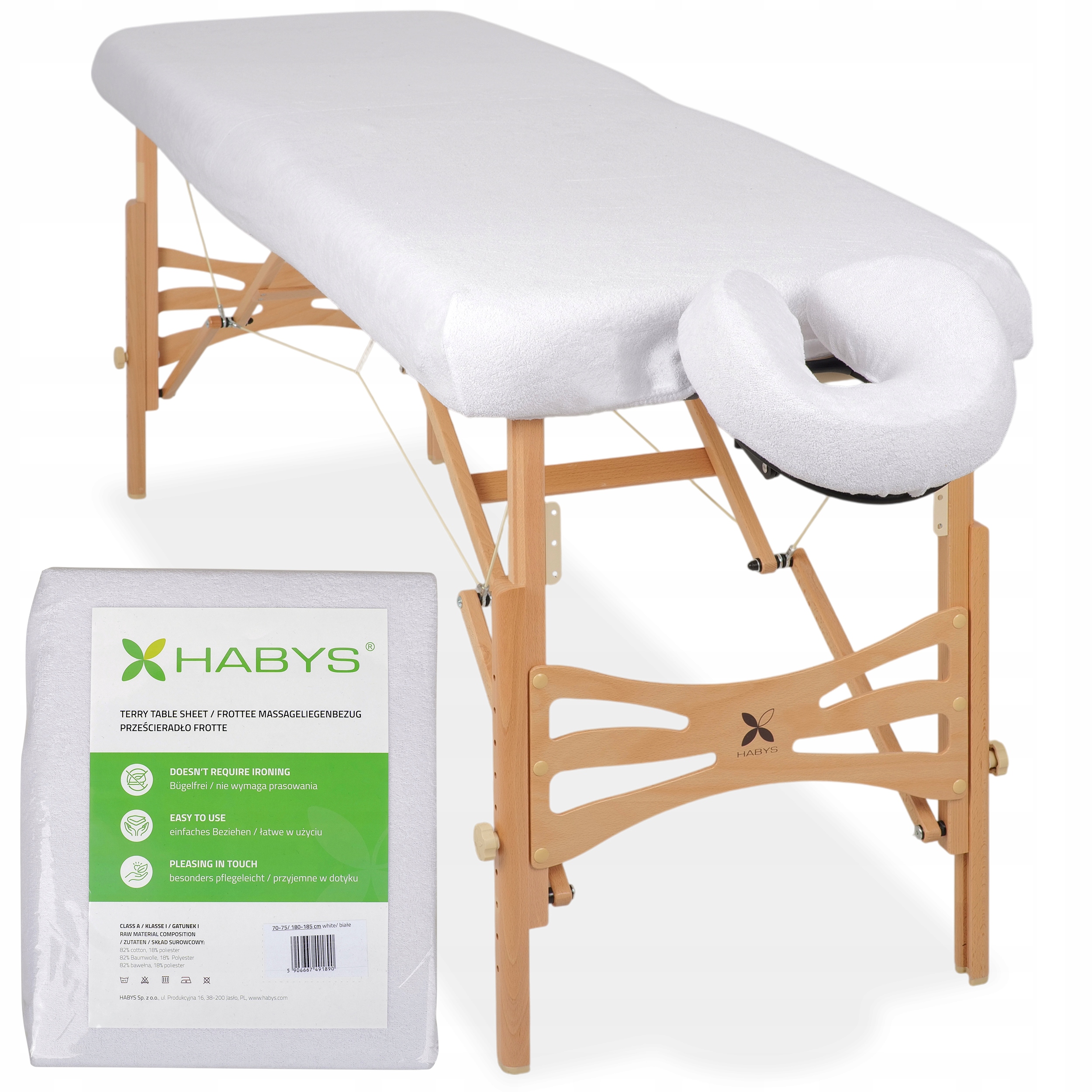 Zestaw Frotte Biały Na Stół Do Masażu 70x185 Prześcieradło Podgłówek