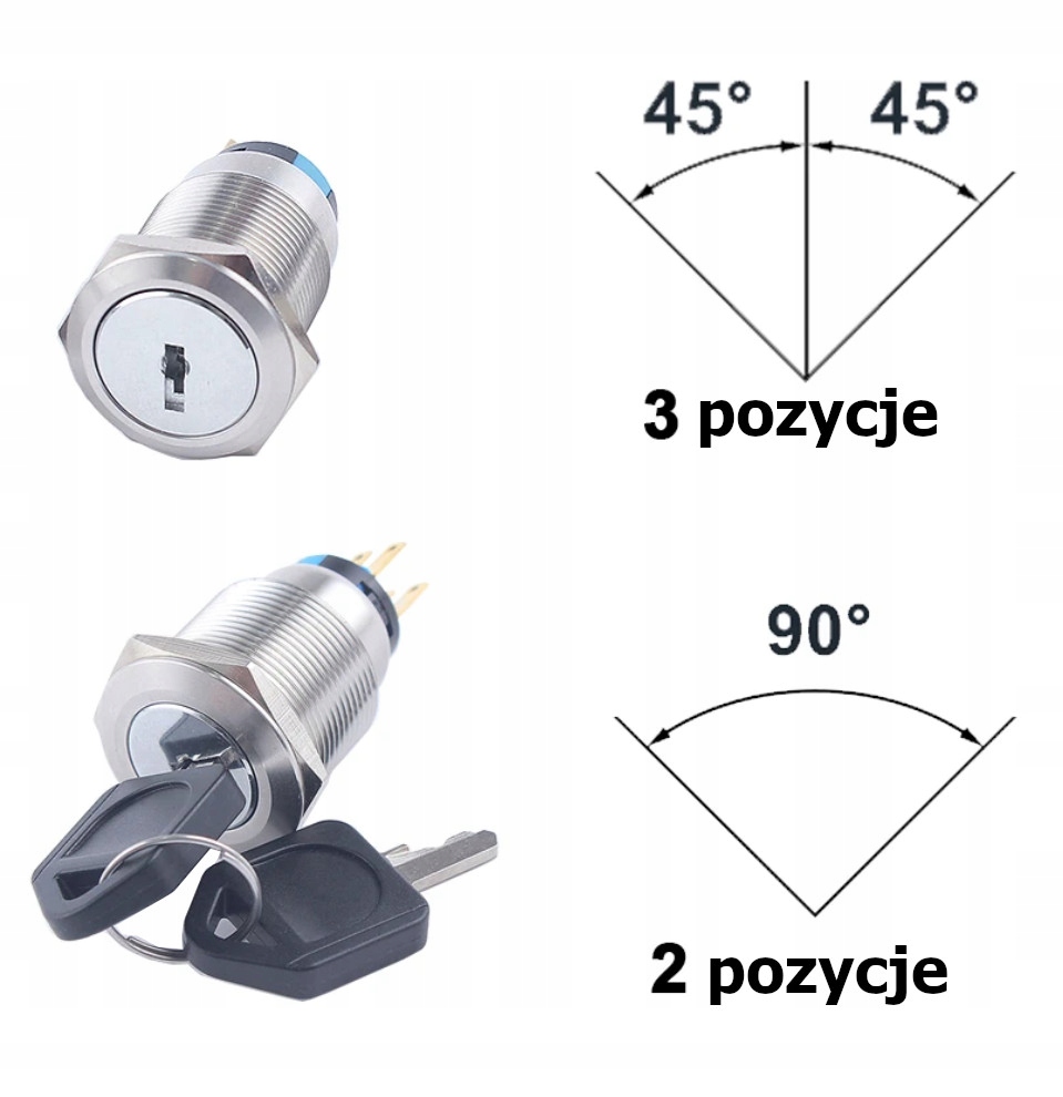 Przełącznik wandaloodporny z kluczykiem 19mm 3pin kluczem Liczba pozycji stabilnych 2