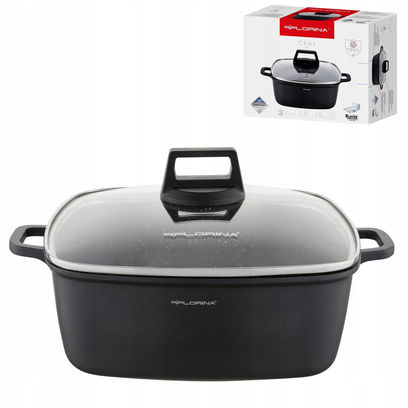 

Garnek aluminiowy Florina Chef kwadratowy 5,8l