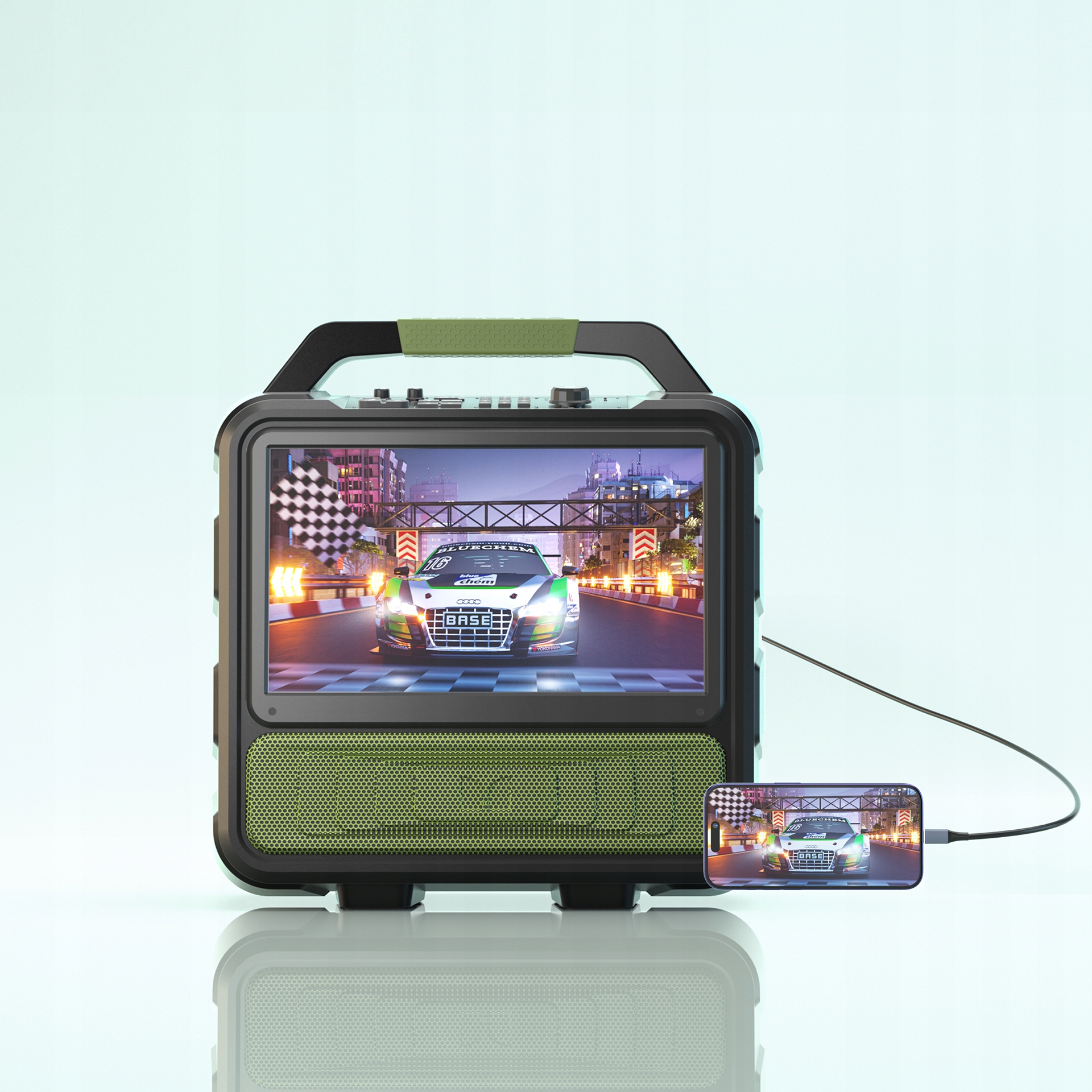 1080P TELEWIZOR PRZENOŚNY DVB-T2 12V/9A W 60W GŁOŚNIK HDMI RADIO FM MONSTER Marka inna