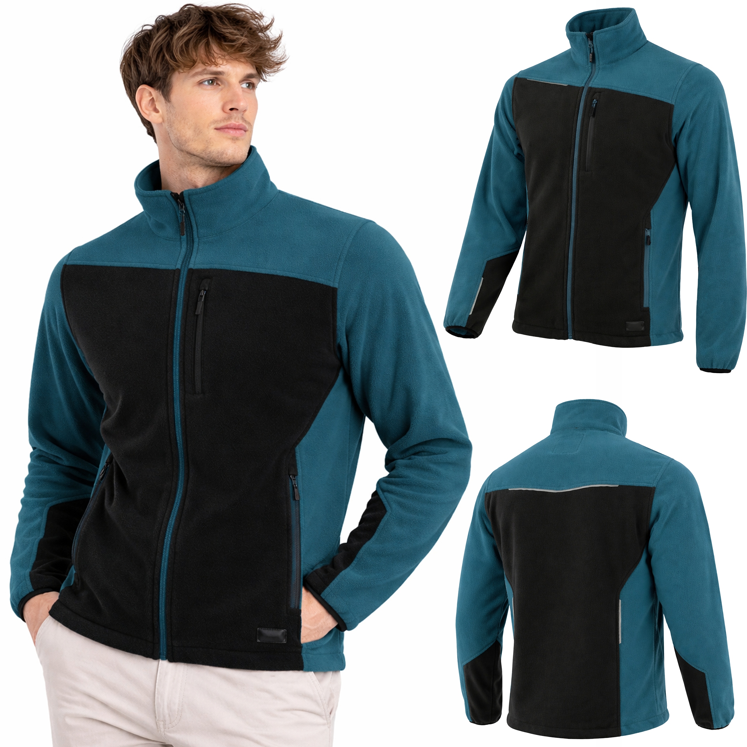 Polar męski roboczy Ciepły bez kaptura ochronny Odblaski bluza polarowa bhp