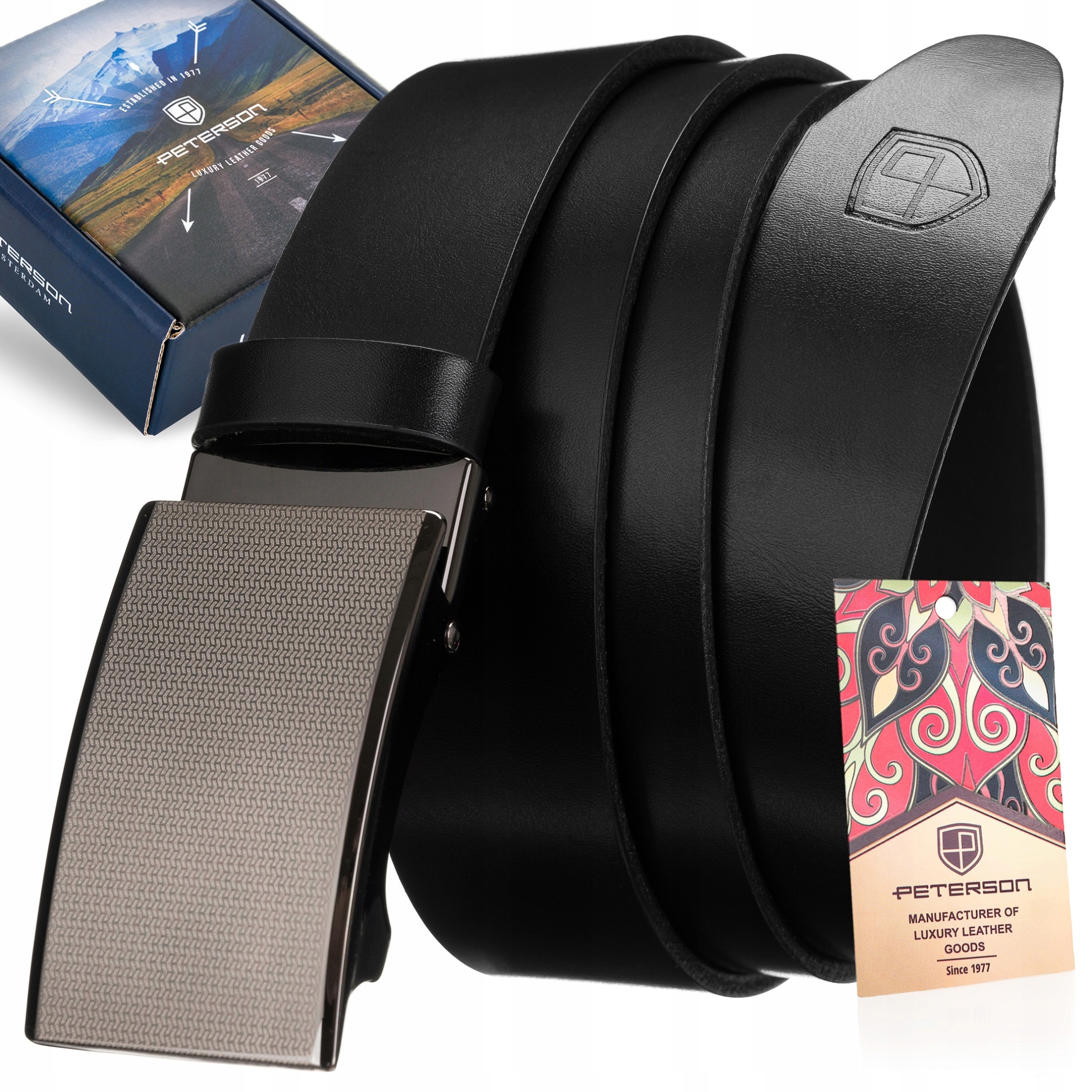 

Peterson elegancki męski pasek skóra naturalna