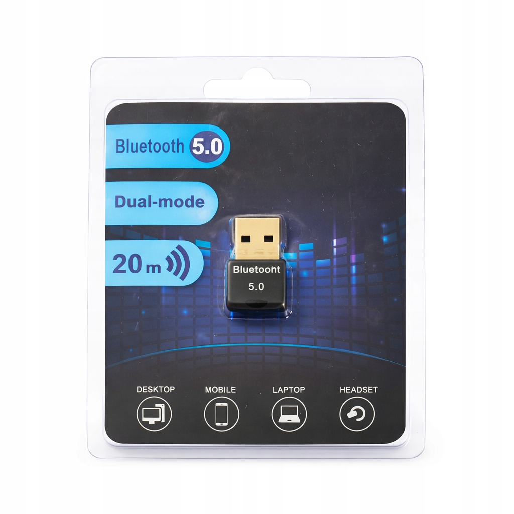 Adapter Bluetooth 5.0 USB nadajnik odbiornik do PC laptopa 20 m