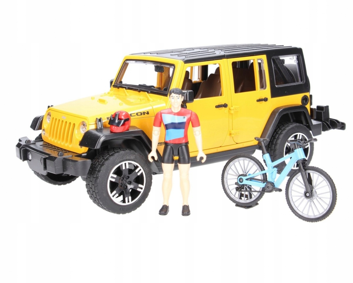 BRUDER Jeep Wrangler Rubicon z rowerem i figurką Bohater Inny