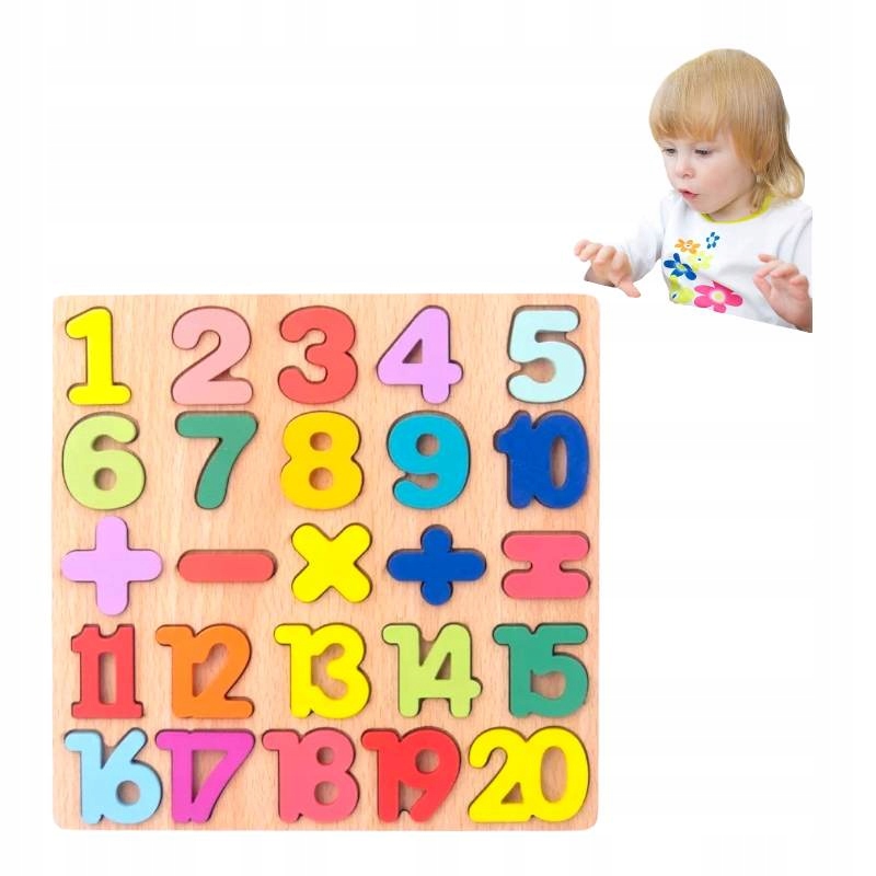 

Montessori Układanka Drewniana Cyfry Klocki Puzzle