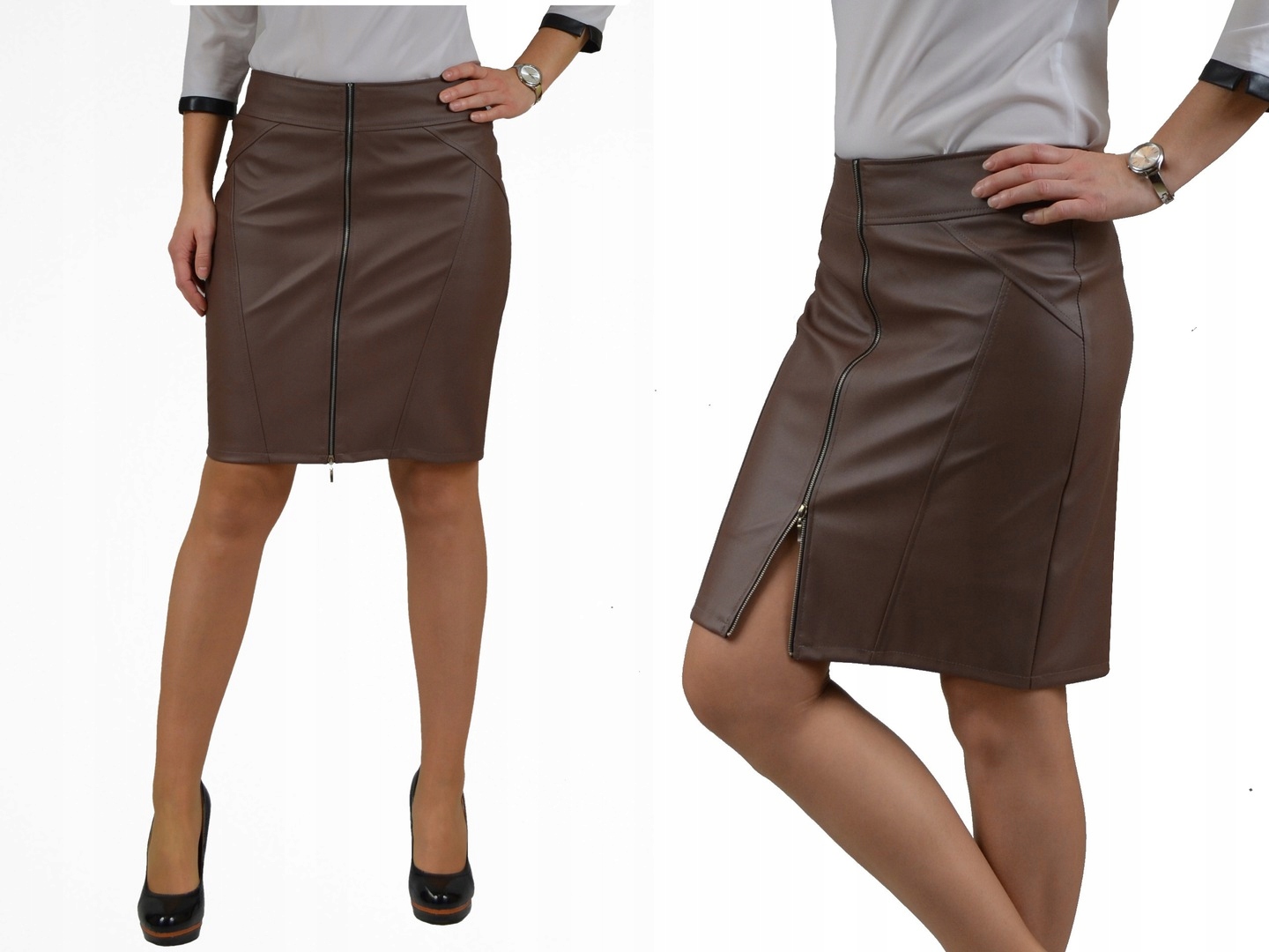 SEXY SPÓDNICA SKÓRZANA DŁUGI SUWAK Roz.44