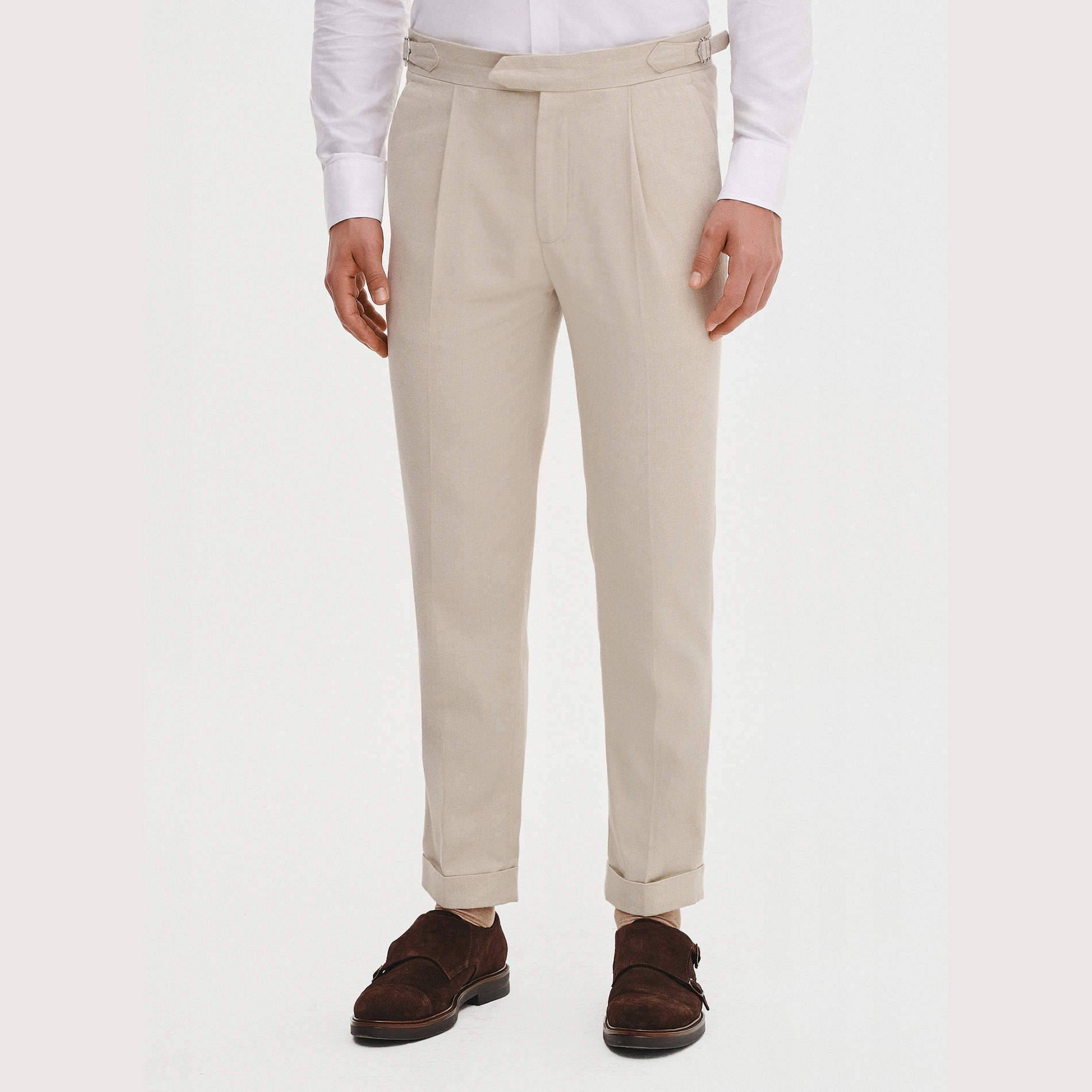 Béžové pánské elegantní kalhoty Regular Fit Pako Lorente vel 34