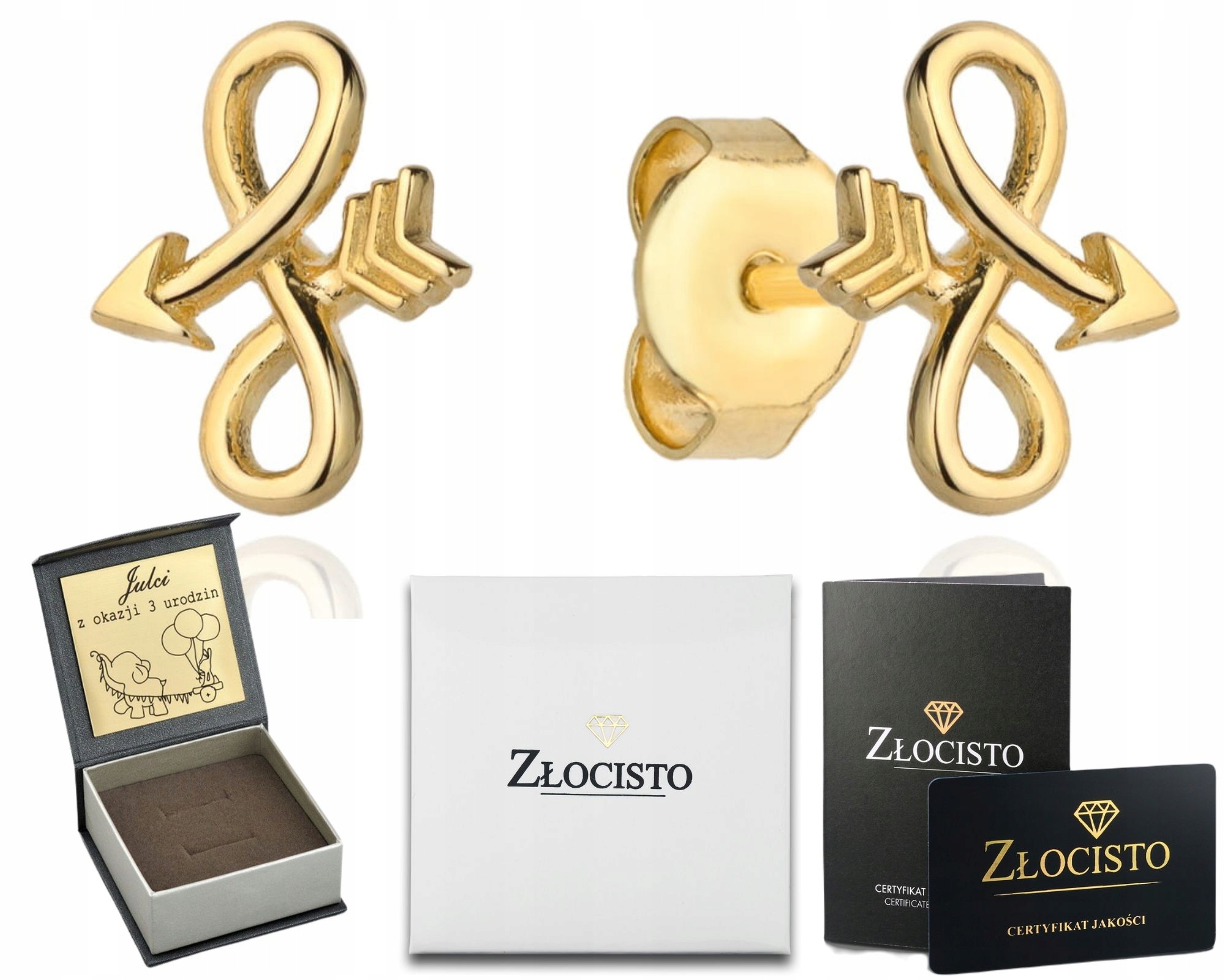 Zlaté Náušnice Nekonečno Šíp Šrouby 585