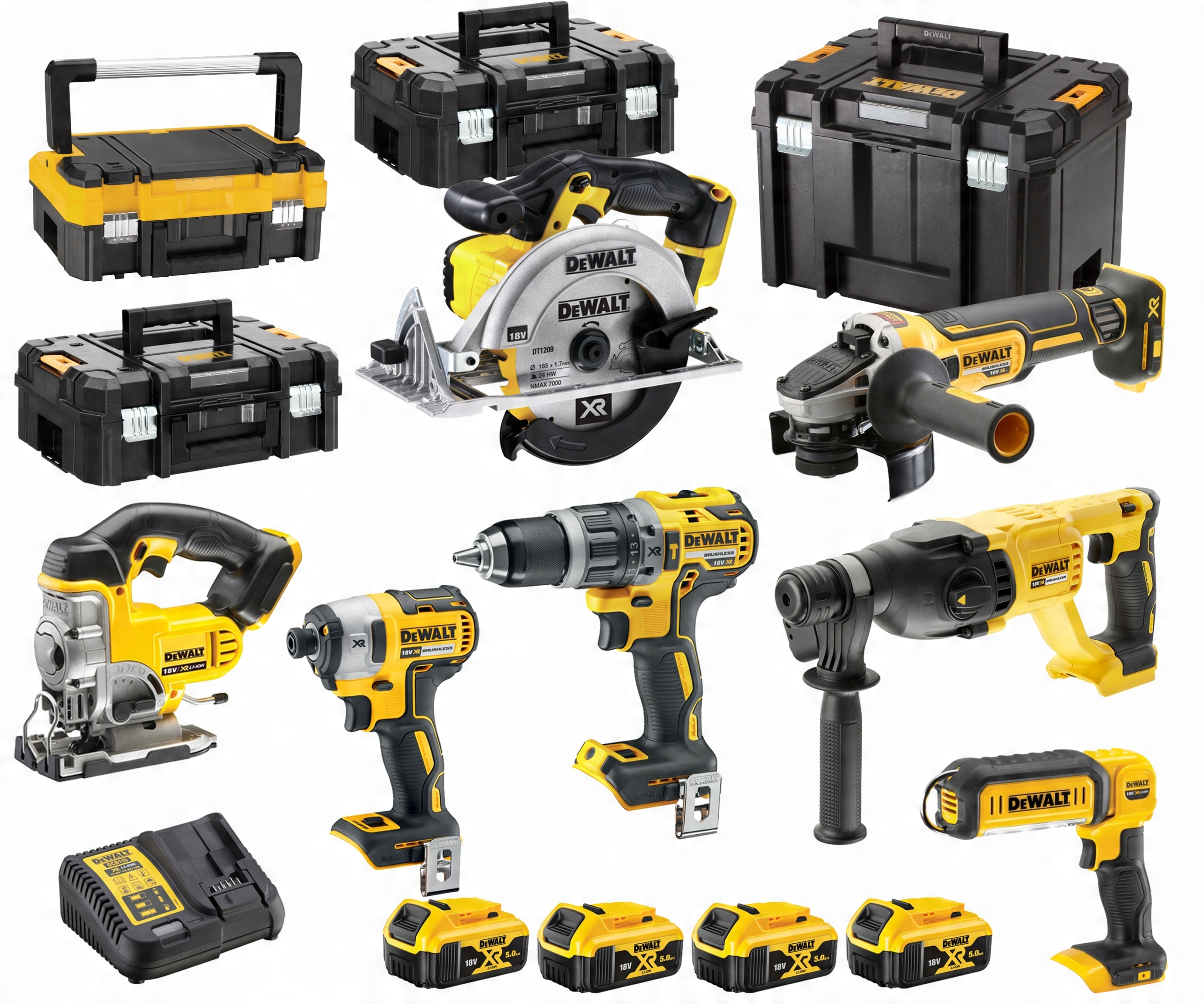 

Dewalt Zestaw Combo 7szt Narzędzi 18V 4x5AH Tstak
