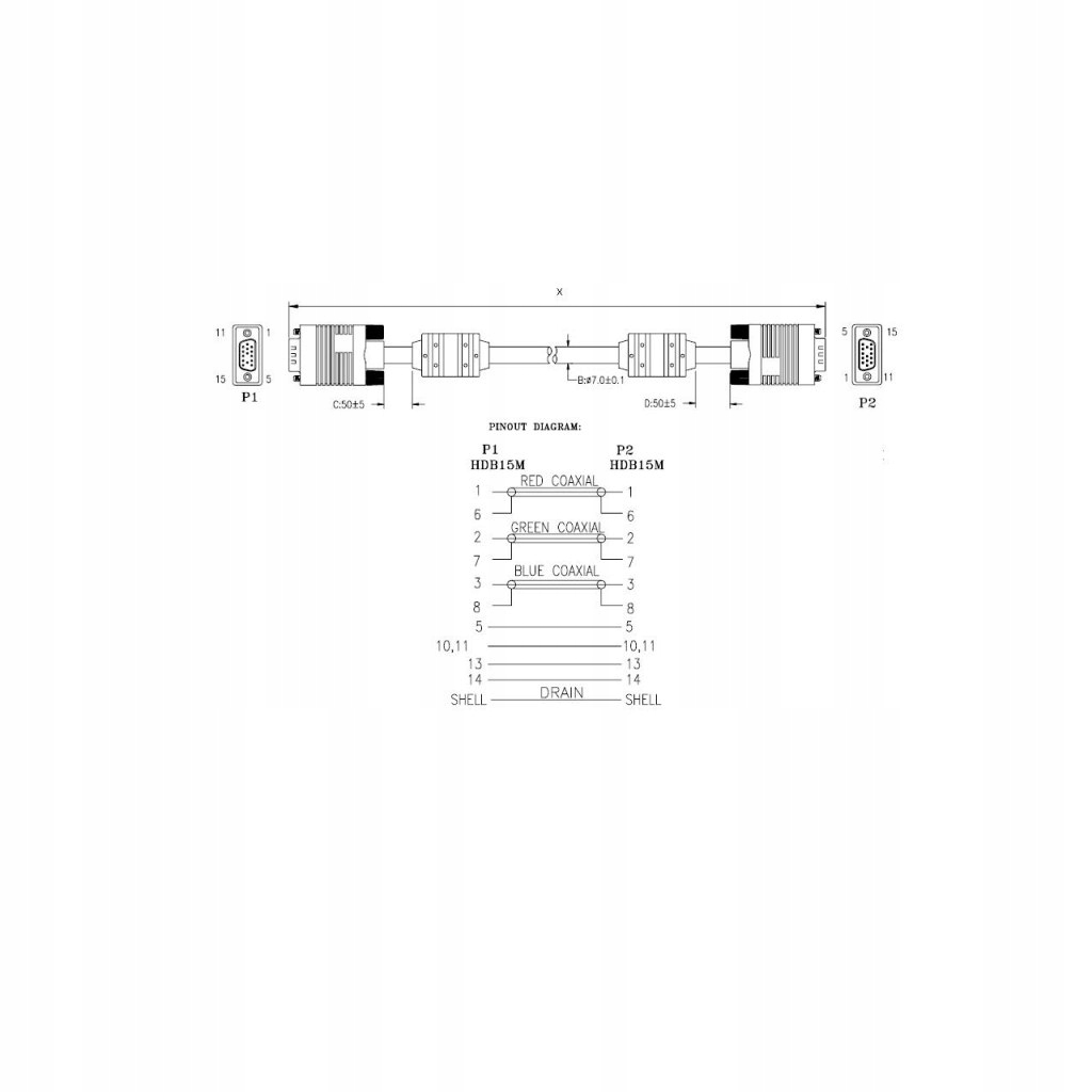 KABEL MONITOROWY 15M/15M SVGA 5M FERRYT ART oem Kod producenta KABSVGA M/M 5M AL-OEM-3