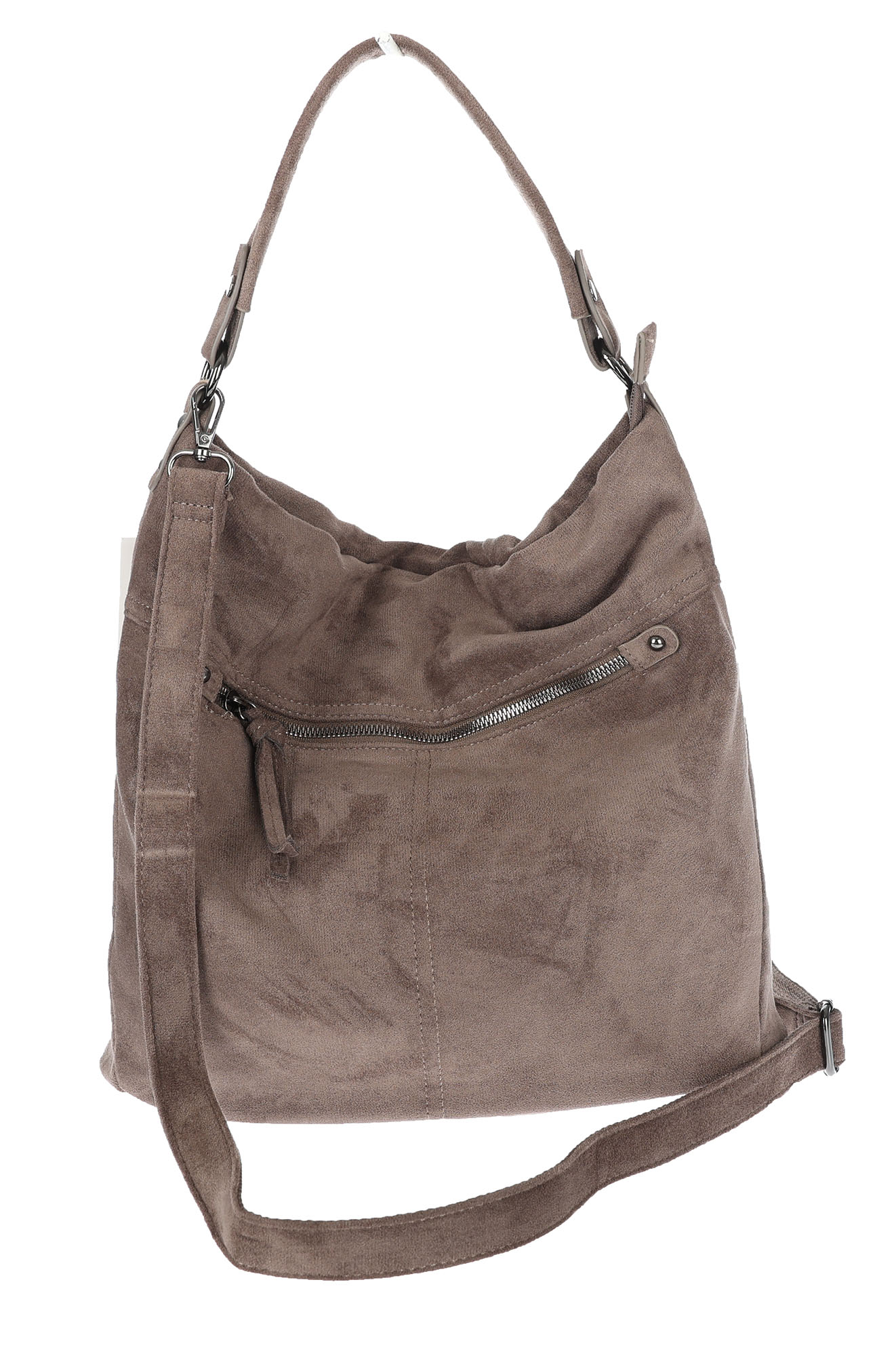 Dámská shopper kabelka, semišová taška přes rameno, lehká taška PB40 Béžová Mud