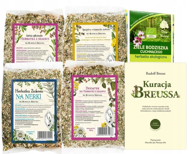 Zestaw ziołowy 4 x 150g Ziele bodziszka książka Kuracja Breussa