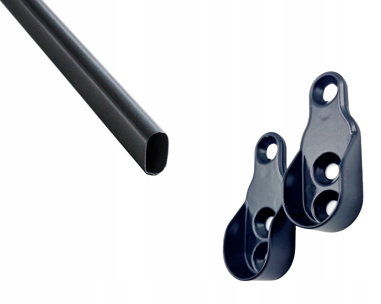 

Drążek meblowy ubraniowy 100cm czarny 2 uchwyty