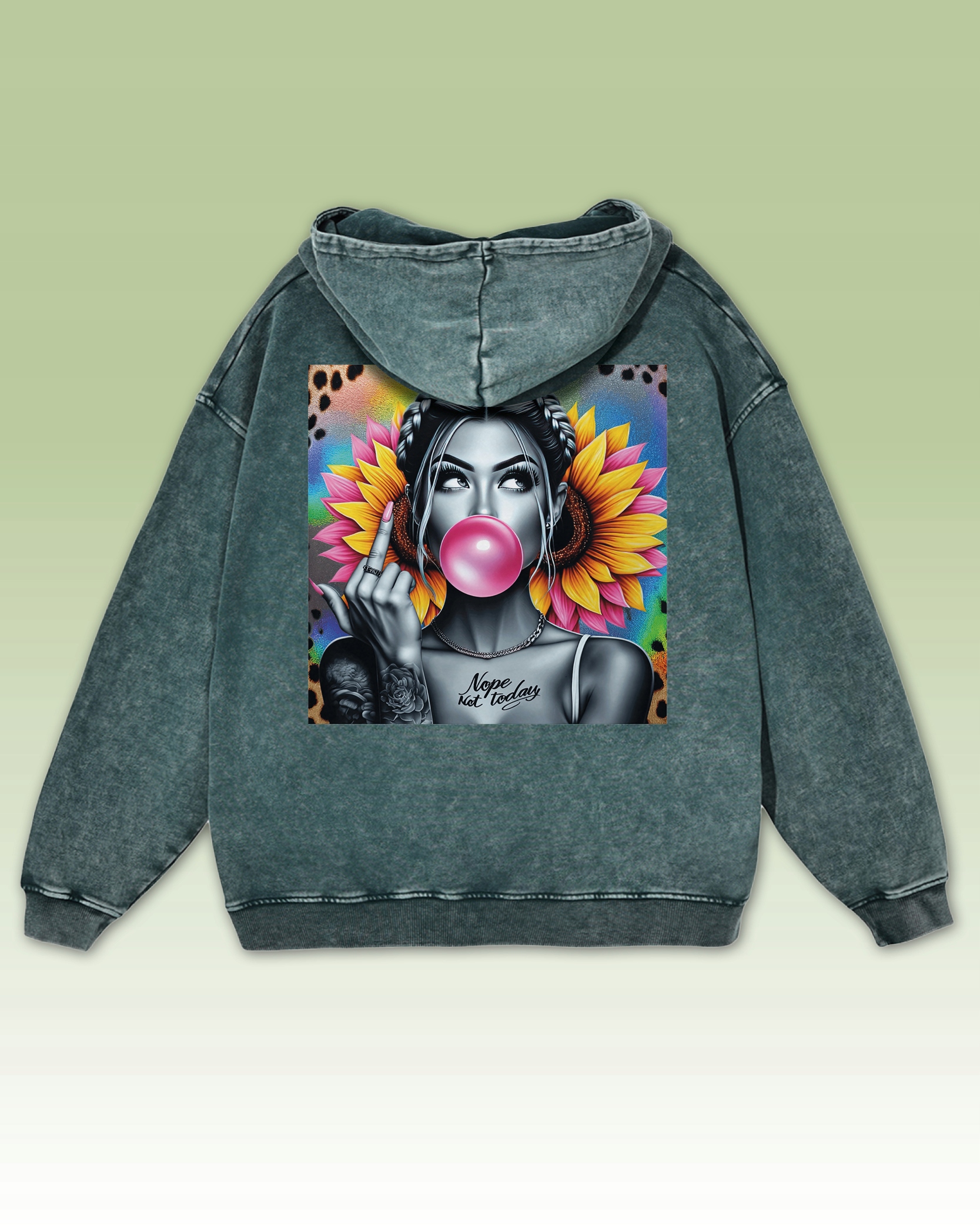 Mikina Nope Not Today Bunt Pop-Art Nezávislost Quinn Zelená M