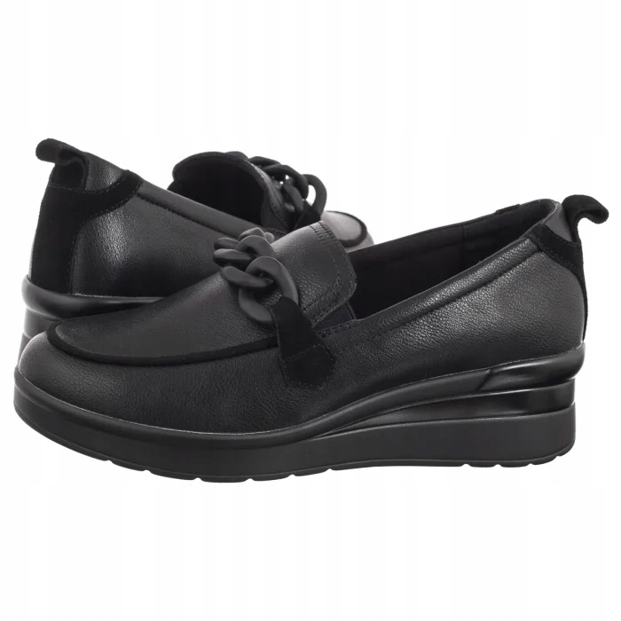 Dámské boty Mokasíny Polobotky Koturny Sergio Leone Černé Pb 231-S