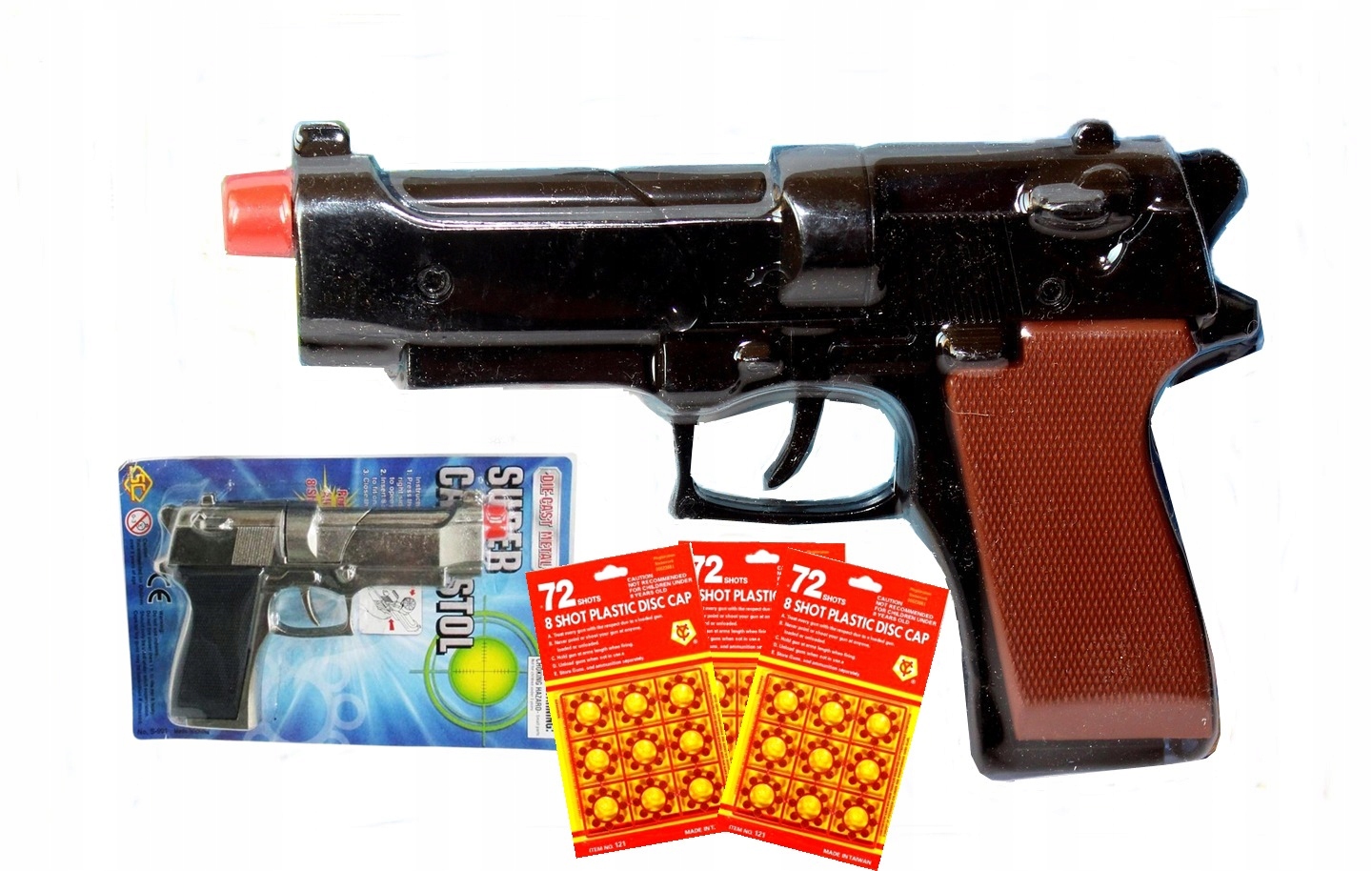 PISTOLET METALOWY NA SPŁONKĘ + 216 KAPISZONY