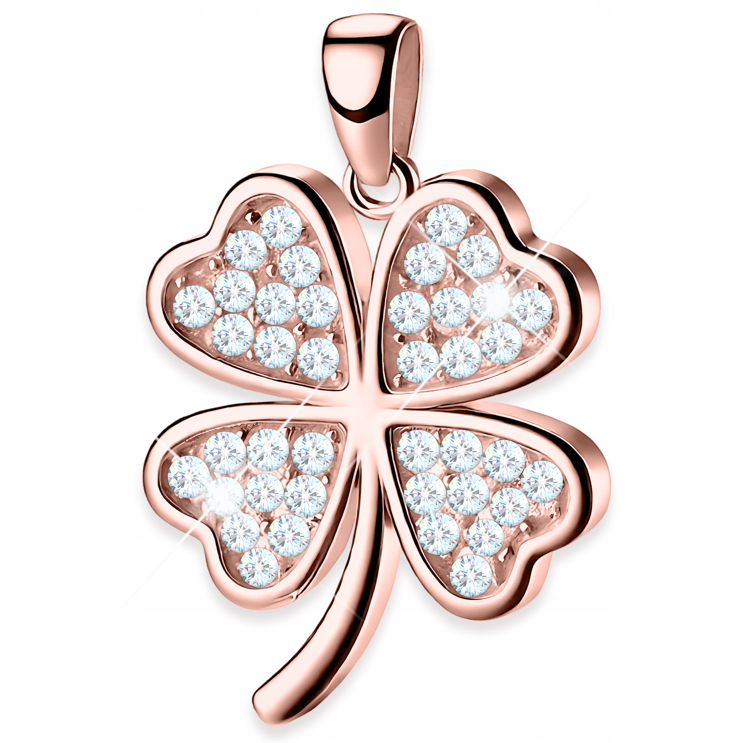 Pozlacený přívěsek 925 Čtyřlístek Čtyřlístek pro štěstí se zirkony