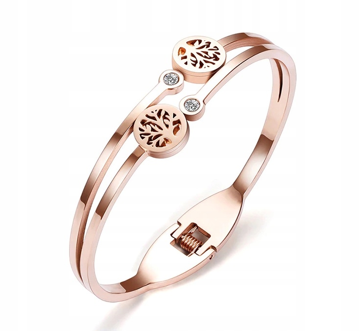 

Bransoletka złota drzewko szczęścia cyrkonie stal