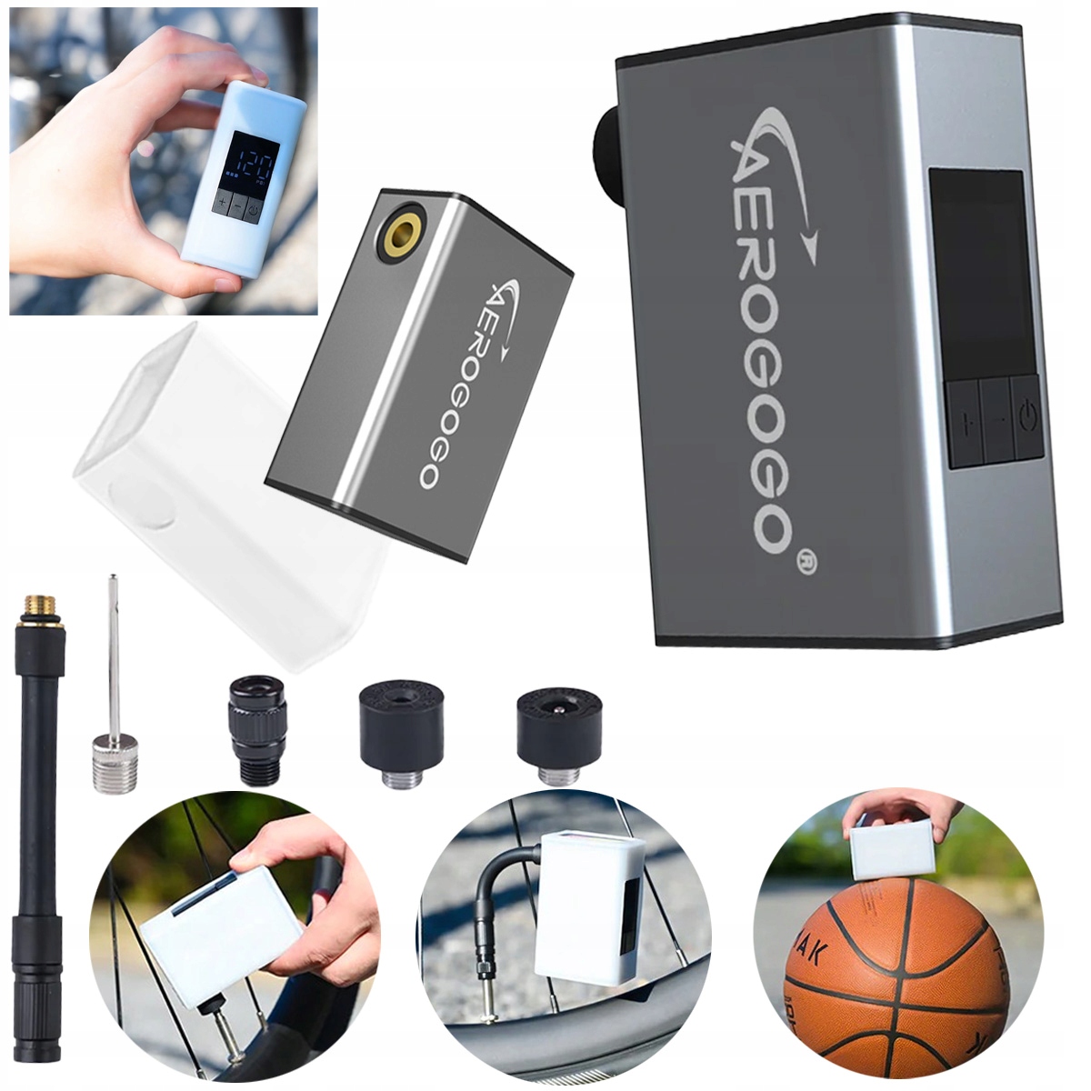 Cyklistická pumpa Giga Bike Pump Elektrická pro míčové kolo A3S 120psi