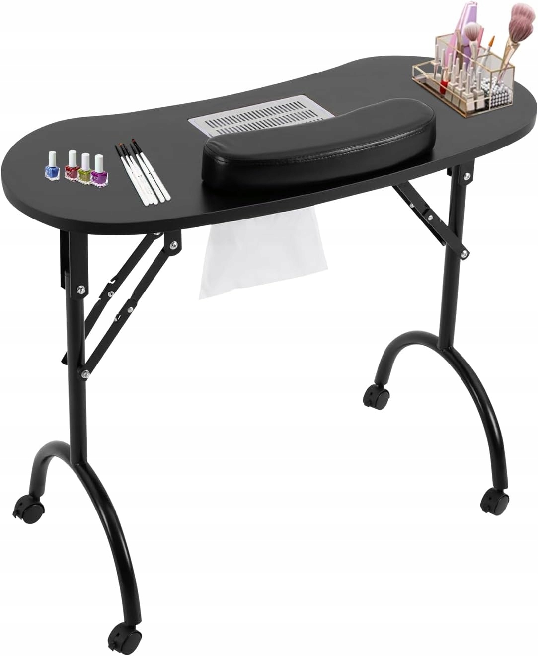 Stolik kosmetyczny na kółkach z pochłaniaczem mobilny przenośny składany