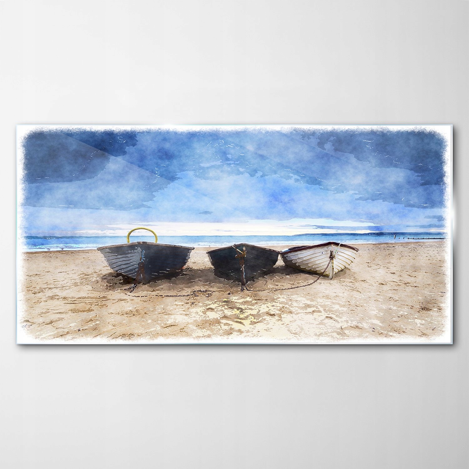 

Hartowany Obraz Szklany Łódki Plaża Woda 120x60