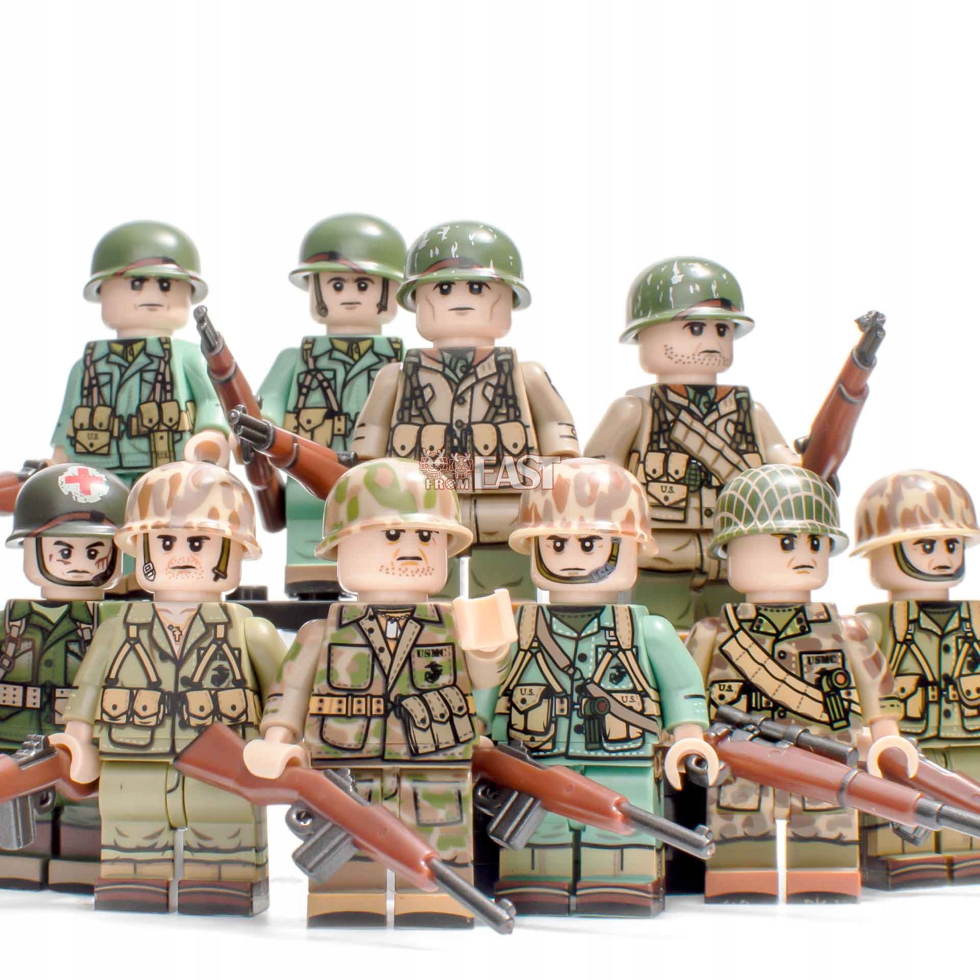 

10x Armia Wojsko Żołnierze +broń Usa Karta Lego